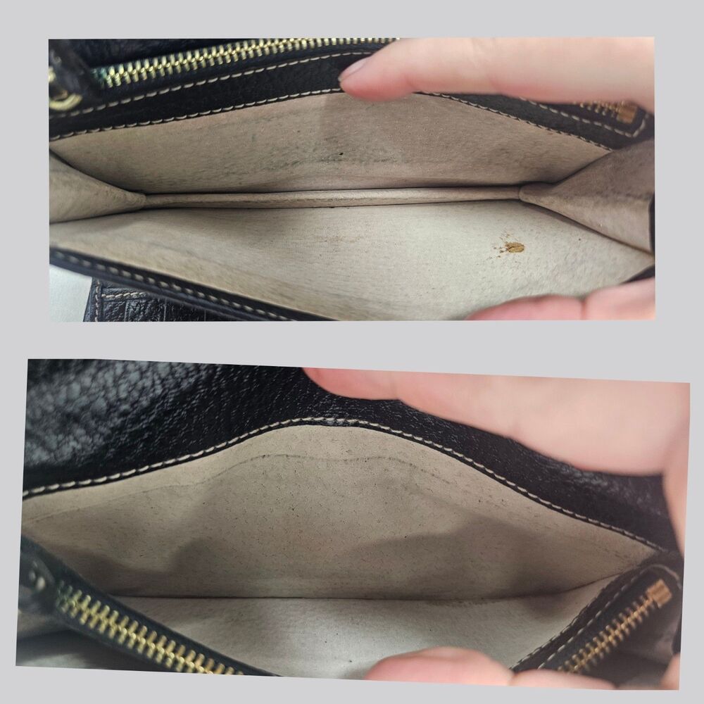 Kate Spade Wallet Womens Black Pebble Trifold Leather Wallet Made Italy 7.25"x4" - Picture 5 of 14